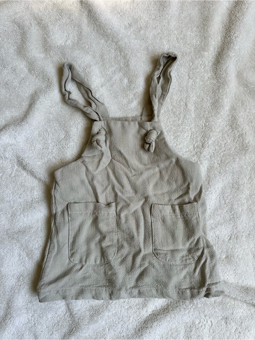 6m Baby Dress with Knotted Straps— Light Gray